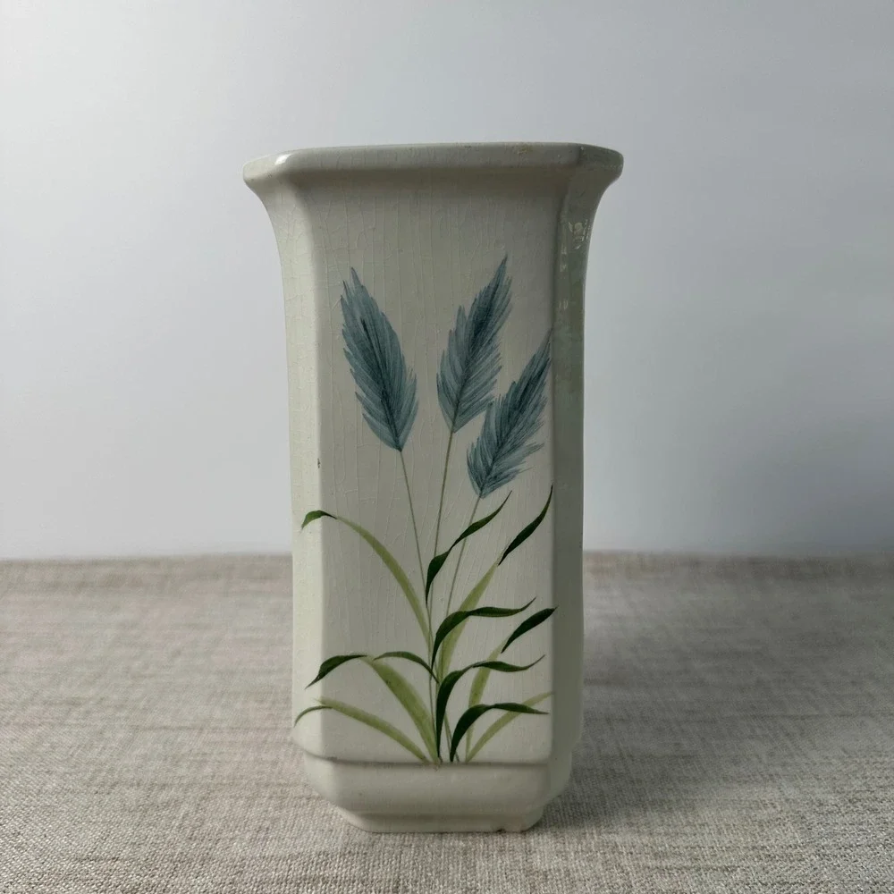 Vintage Ceramiche Nelly Bassano Italy Vase | Hand Painted Botanical Ceramic Vase